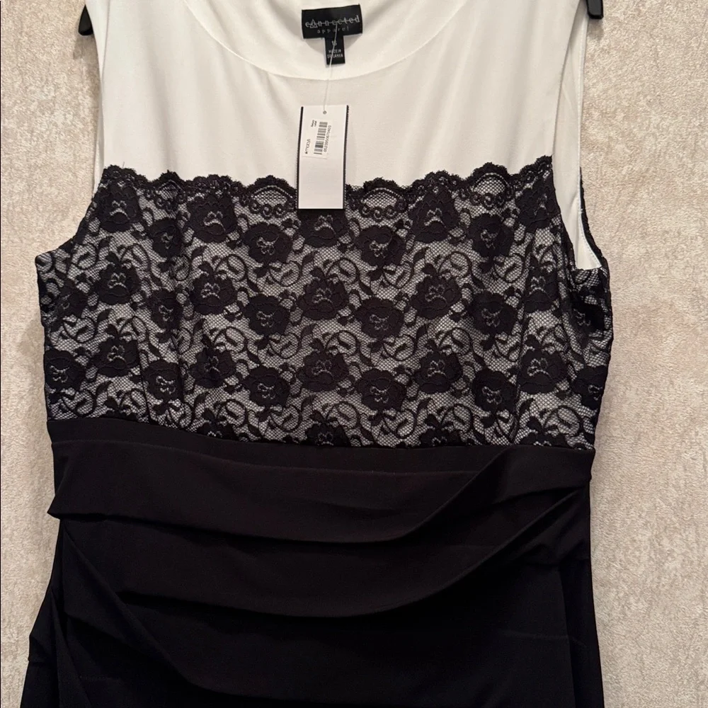 NWT BLACK LAYERED DRESS WITH WHITE & BLACK BODICE - Picture 5 of 13